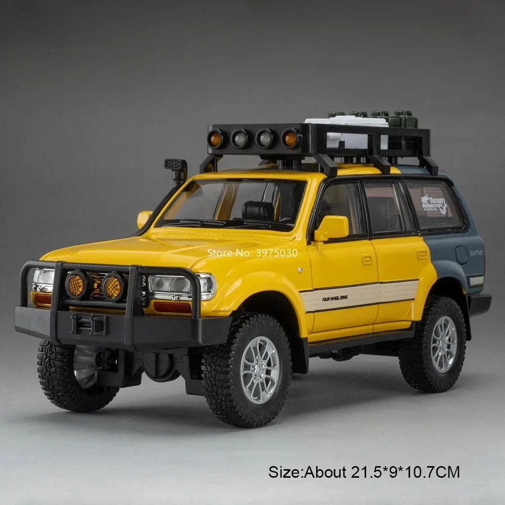 (lc80 Amarelo) Miniatura De Carro Em Liga Metálica, Escala 1:24, Com Portas Que Abrem E Efeitos De Som E Luz.