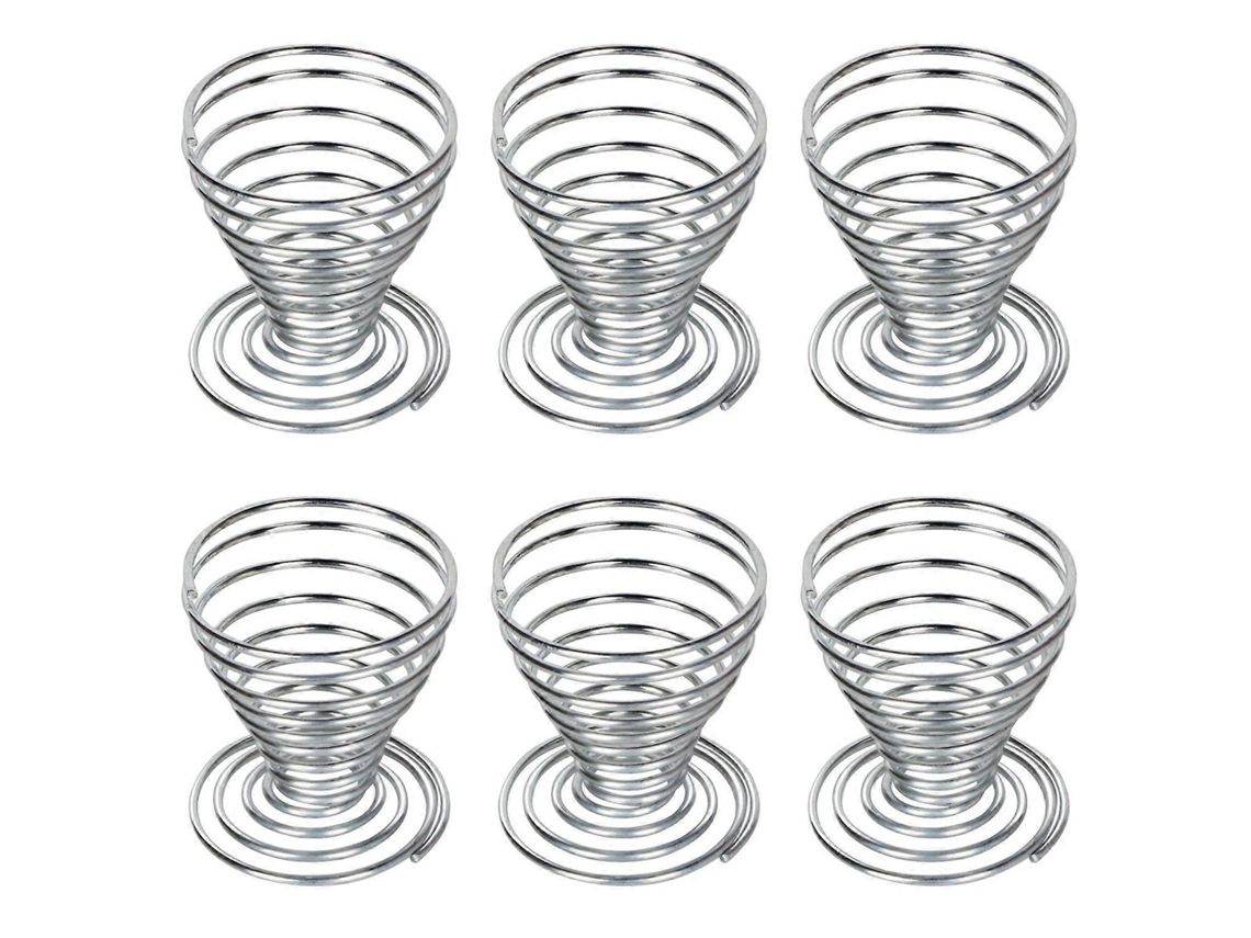 6 Xícaras para Ovos de Aço Polido com Mola Espiral