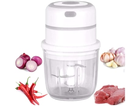 Mini Espremedor De Alho Elétrico Processador De Alimentos Elétrico Picador Sem Fio Poderoso Recarregável Por Usb 300ml Branco Veanxin Vaenxin