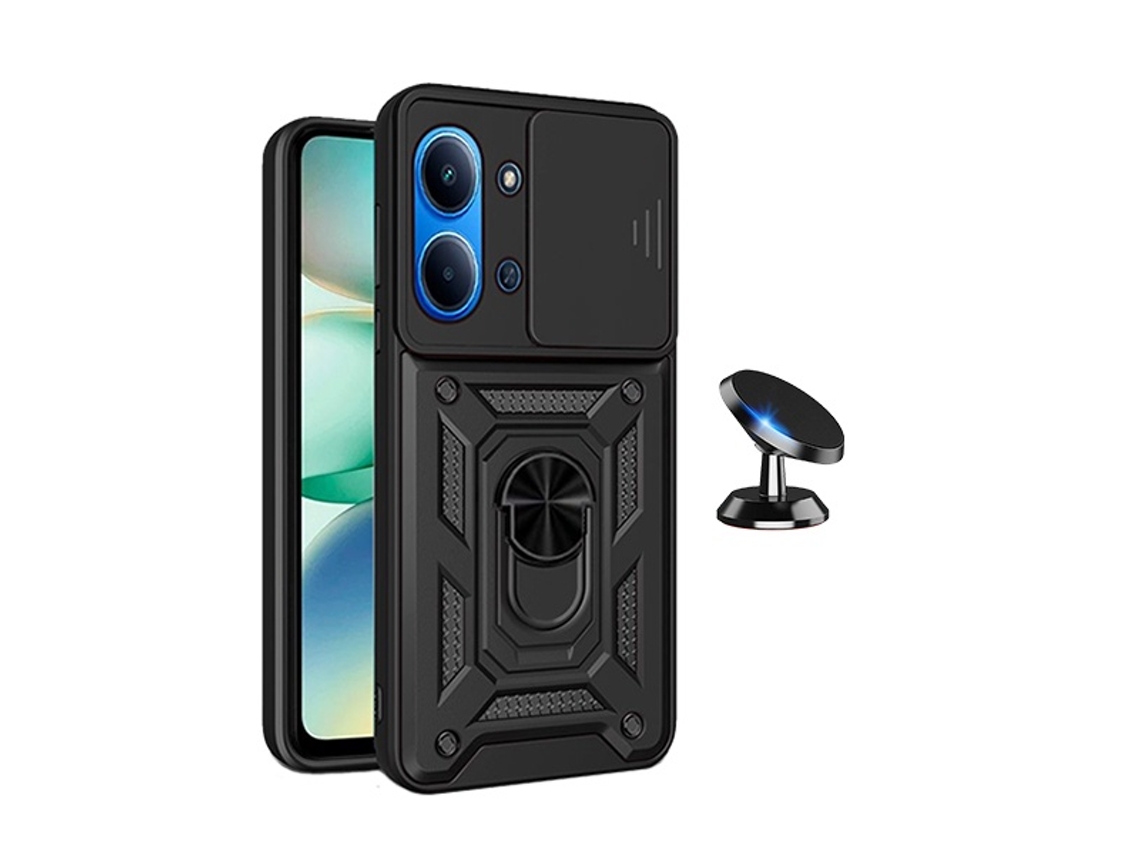 Kit Suporte Magnético Capa Magnetic Slide Window Phonecare Para Xiaomi Poco C85 - Preto