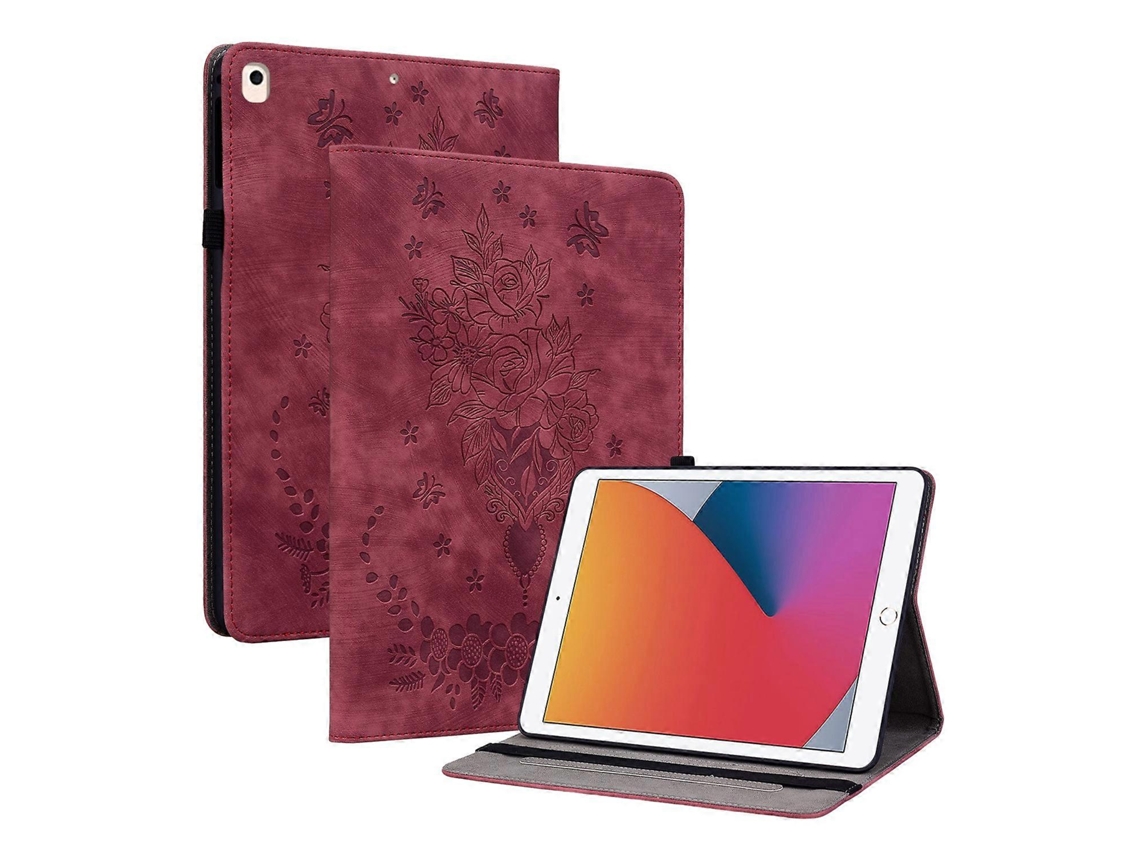 Capa de couro inteligente Webake para tablet com padrão de borboleta e rosa