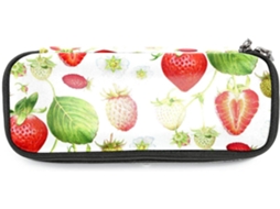Tenho lápis com estampa Morango em aquarela, grande capacidade, ideais para marcadores e maquiagem, perfeitos.