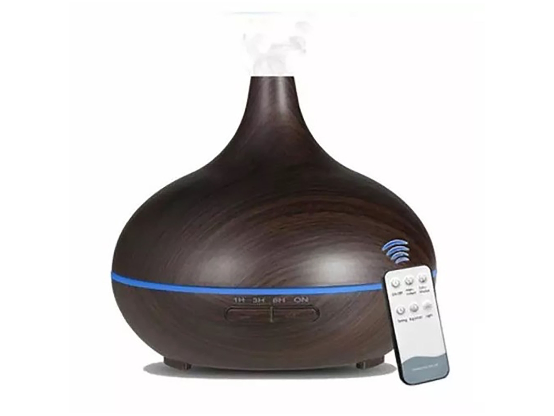 Laxiscreed Aromatizador Ultrassônico Com Controle Remoto Bluetooth, 550ml, Design Em Madeira Escura, Plugue Eu 220v Uso Doméstico