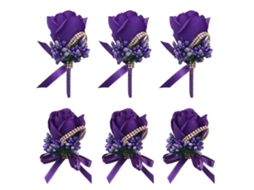 Peças De Rosas Artificiais, Dama De Honra, Corpete De Noiva E Noivo, Homens Para Festa De Casamento, Baile Ehstmind (roxo Profundo)