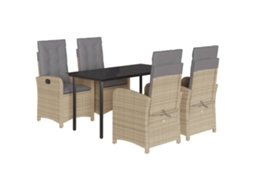 Maison Exclusive - 5pcs Conj. Jantar Jardim C/ Almofadões Vime Pe Bege Misturado