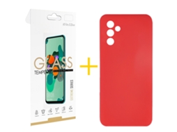 Pack 1 x Película de Vidro Temperado 2.5D + Capa SKYHE Samsung Galaxy S25 5G Silicone Líquido Vermelho