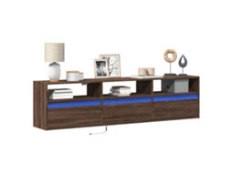 Móvel Parede P/ Tv C/ Luzes Led 180x31x45 Cm Carvalho Castanho Dkd Home Decor