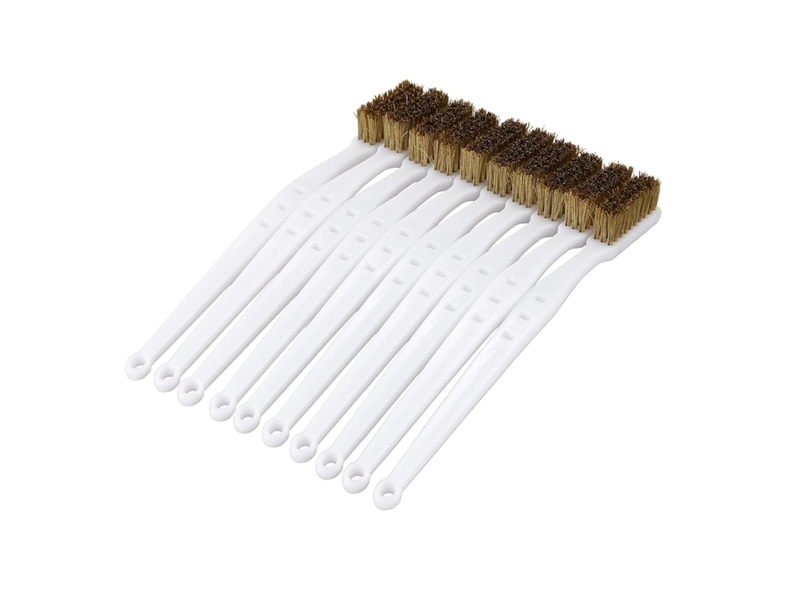 Conjunto De 10 Escovas Arame Para Furadeiras, Aço Com Cabo Plástico Branco 17,5 Cm (6,9 Polegadas)