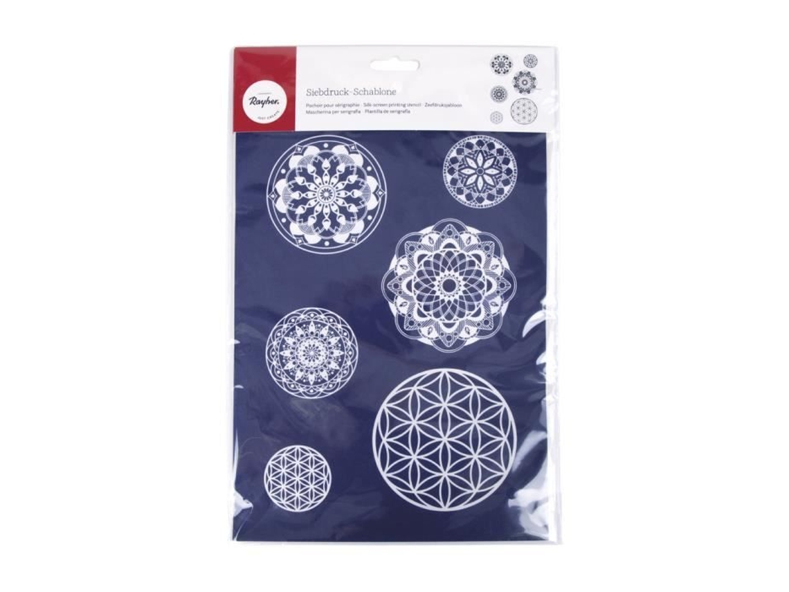 Stencil De Serigrafia Sct. Ls Mandala A4 1 Esténcil 1 Espátula Multicolorida Rayher