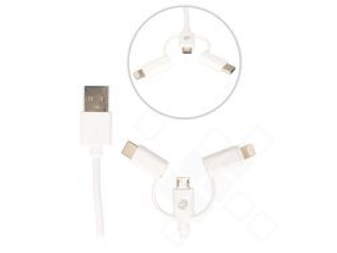 Cabo Anco Usb Microusb Dados Lightning Carregamento Branco
