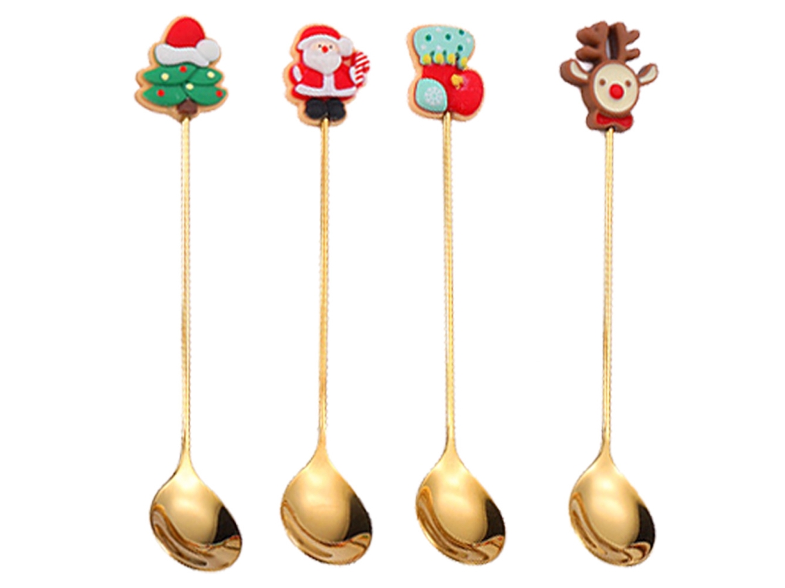 Conjunto de 4 Colheres e Garfos de Natal para Decoração RNEMITERY