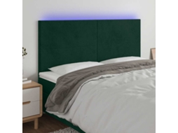 Vidaxl Cabeceira De Cama C/ Led Veludo 200x5x118/128 Cm Verde-escuro