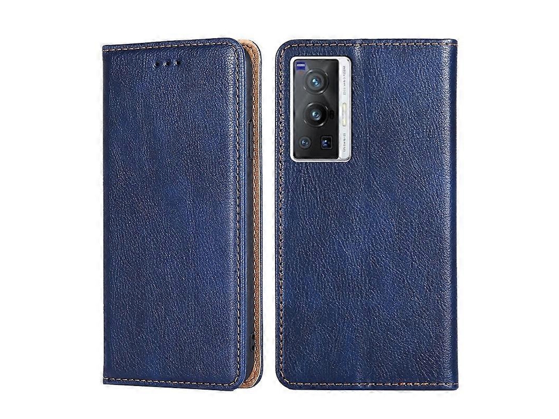 Capa De Celular Magnética De Couro Com Acabamento Brilhante Para Vivo X70 Pro, Cor Sólida E Oleosa