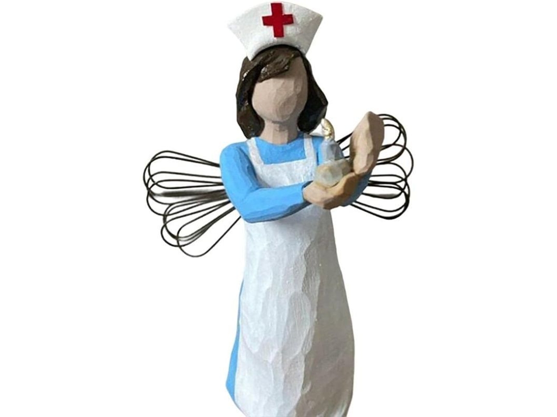 Estátua de enfermeira em resina, escultura de personagem de enfermeira, decoração para casa, presente com caixa de presente, estilo B
