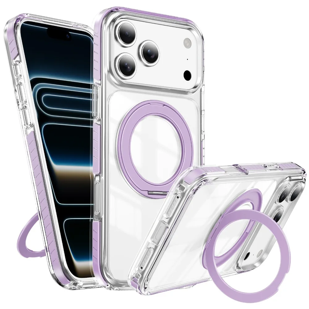 Capa Para Celular (roxa, Iphone 13 Pro Max), Compatível Com Magsafe, Suporte De Anel Giratório 360°