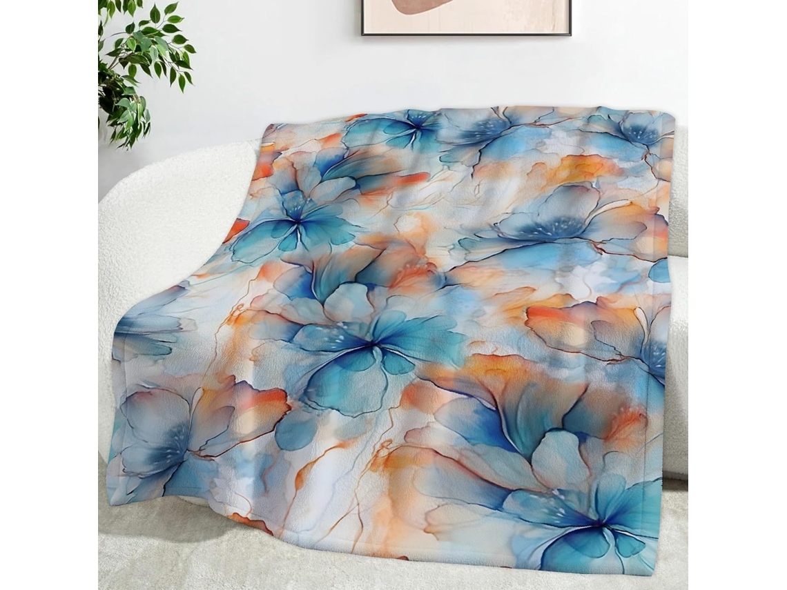 Manta Artística Floral 100x130 Cm Multifuncional Macia e Aconchegante de Flanela para Cama Cobertor Cochilo no