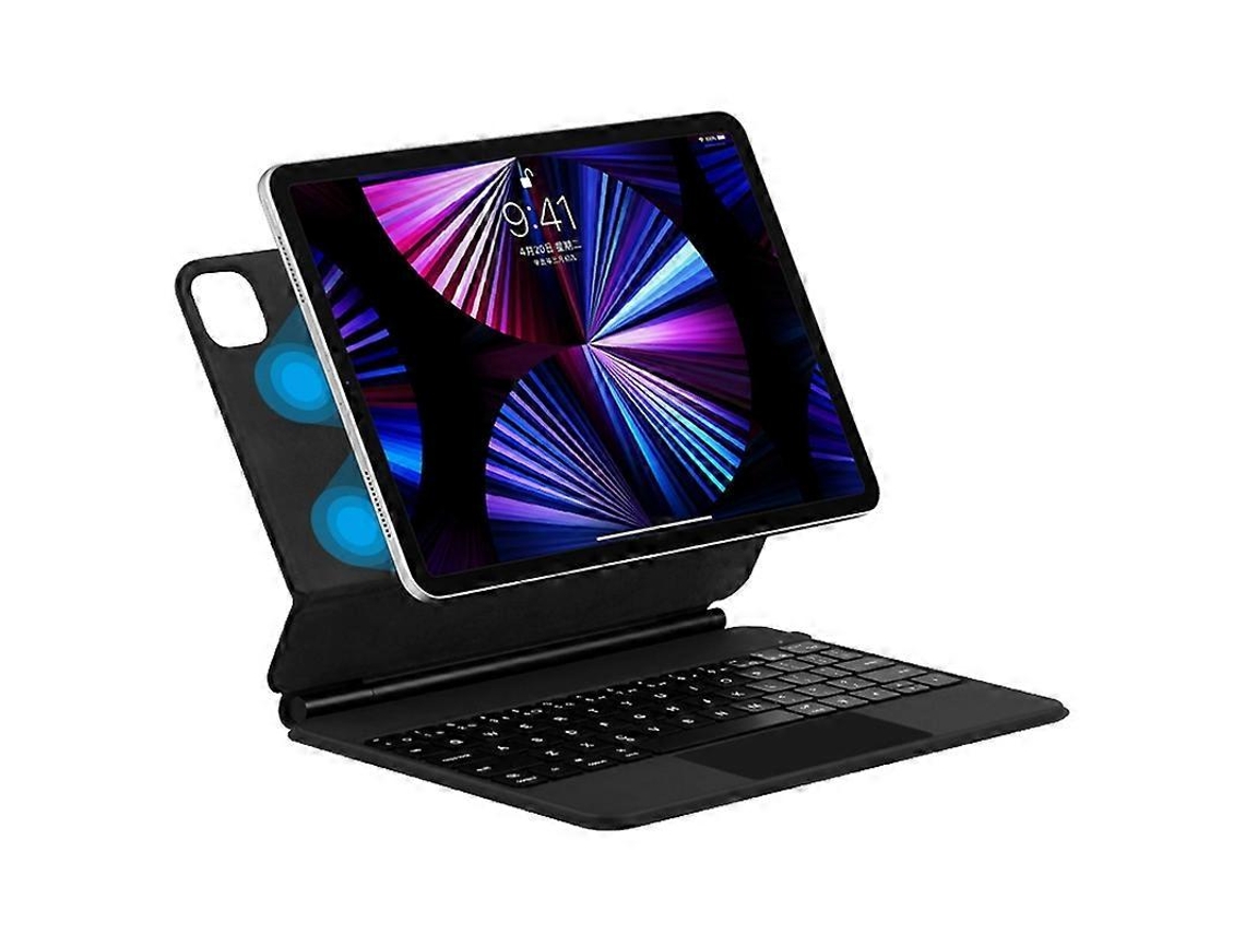 Capa Com Teclado Bluetooth Em Pu Compatível Com Ipad Pro 12.9 (2020)/(2021)/(2022), Retroiluminada, Magnética