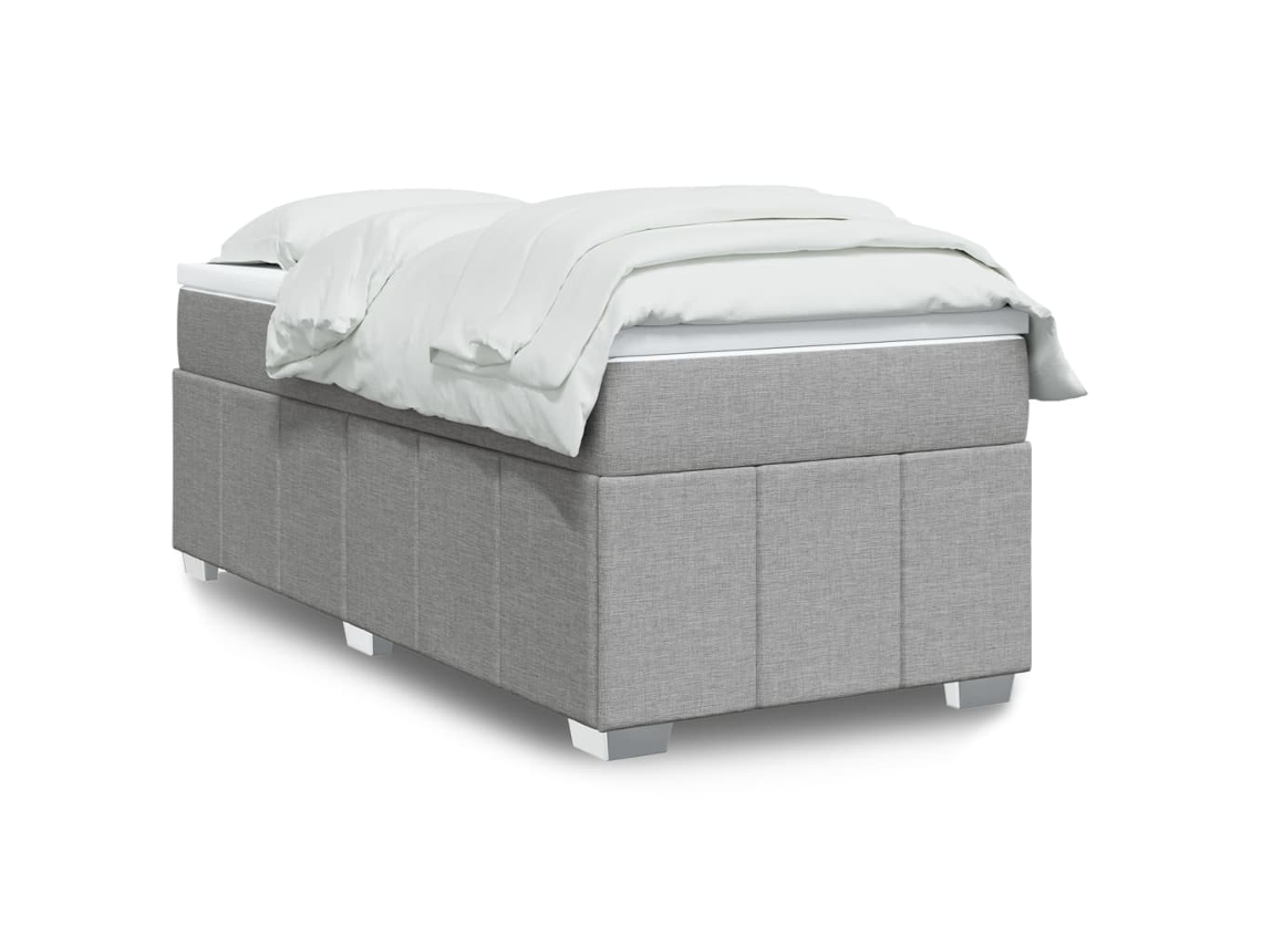 Cama Com Molas/colchão 90x200 Cm Tecido Cinza-claro