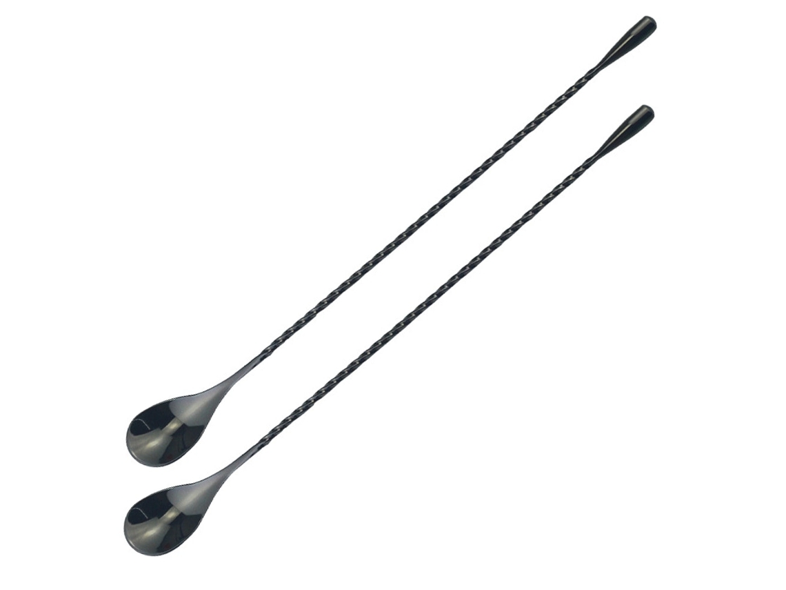 2 Peças De Coqueteleira Conjunto Japonesa Gota Ponta Afilada Preto 30 Cm