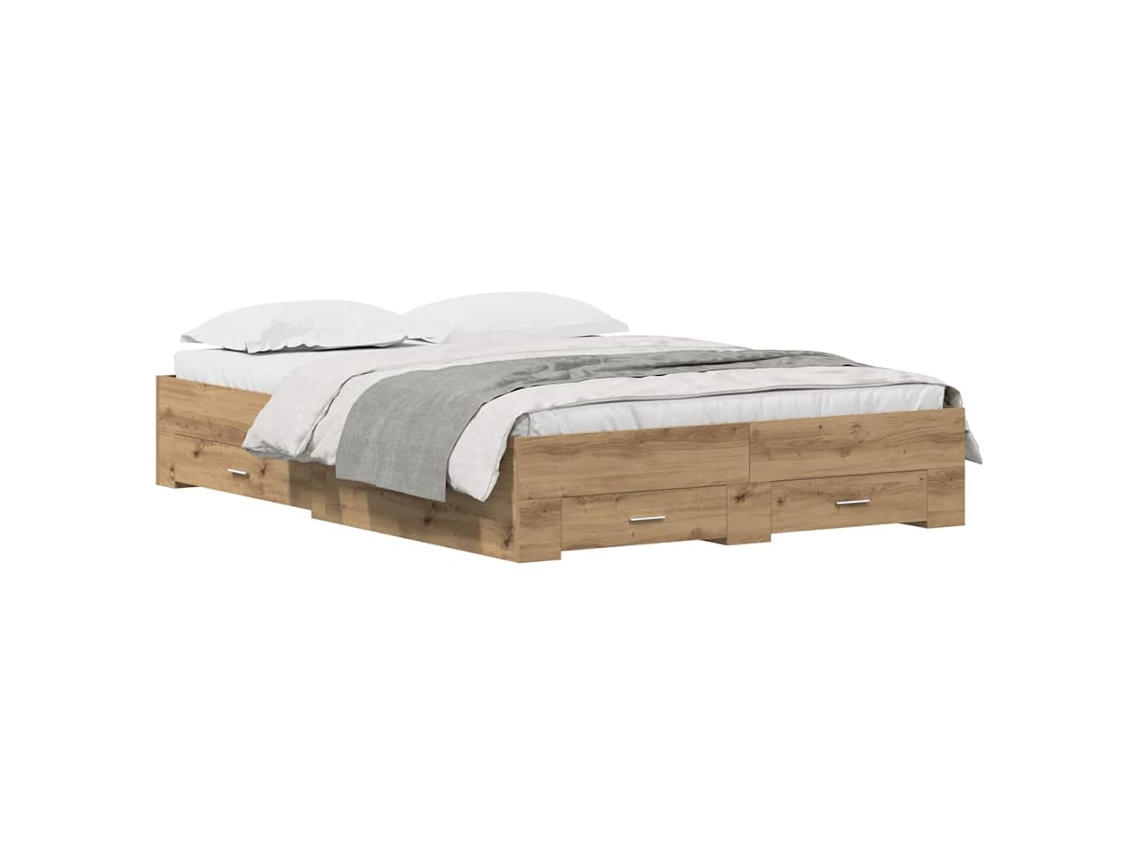 Estrutura de Cama com Gaveta Carvalho Artesanal 135x190 cm MAISON EXCLUSIVE (N/A)