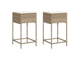 Maison Exclusive - Bancos De Bar Com Almofadões Para Jardim 2 Pcs Vime Pe Bege