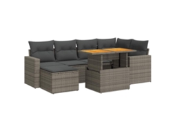 Conjunto de 7 sofás para jardim com almofadões Vime Pe Cinzento MAISON EXCLUSIVE (7 peças)