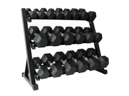 Conjunto Halteres Hexagonais 2,5kg A 22,5kg 9 Pares Fitness Tech
