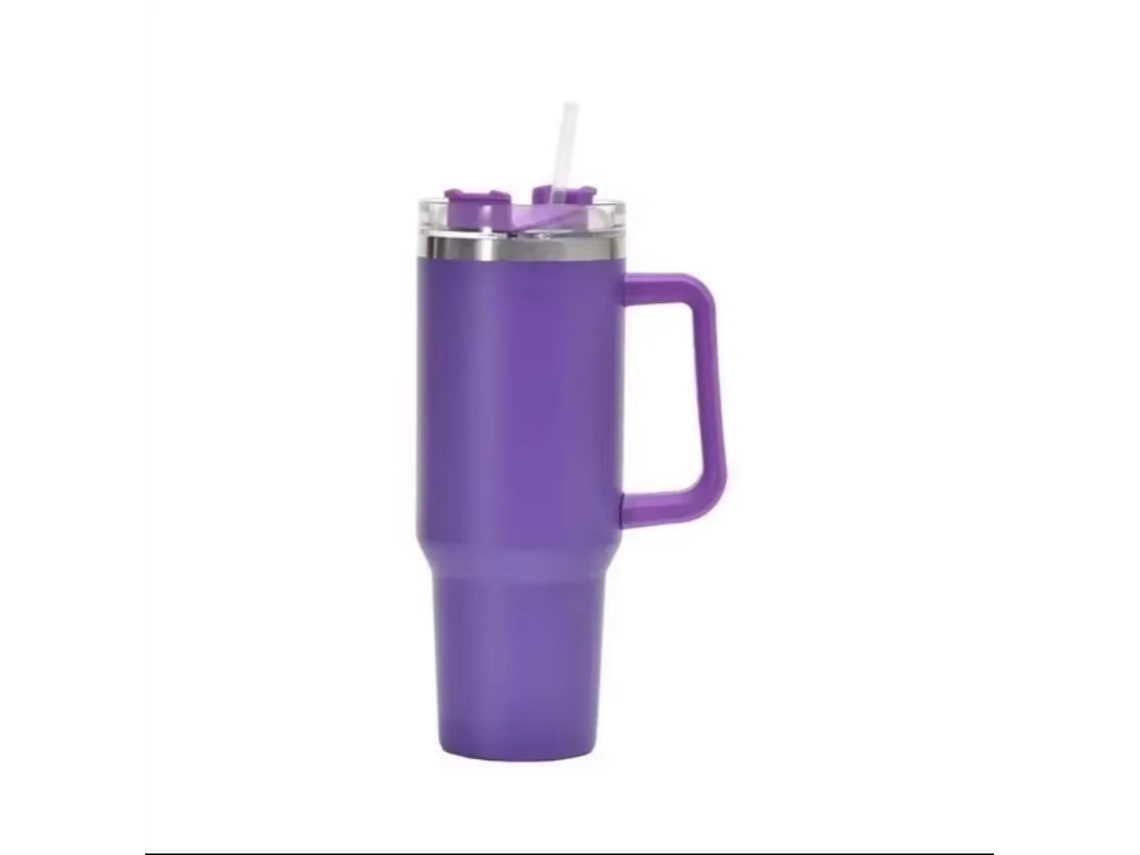 Caneca Térmica de Viagem com Parede Dupla, 1200 Ml (40 Oz), com Alça e Canudo. MDUG (roxo)