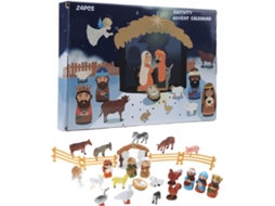 Calendário do Advento SFUSHOS com presépio, 24 figuras de resina: Sagrada Família, Reis Magos, Meninos