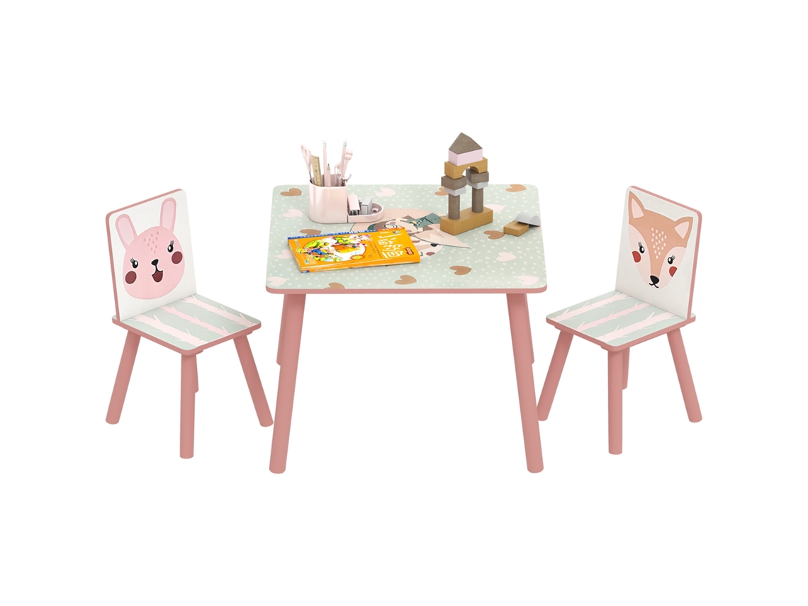 Conjunto de Mesa e Cadeiras para Crianças 3 Peças Rosa | S/MARCA