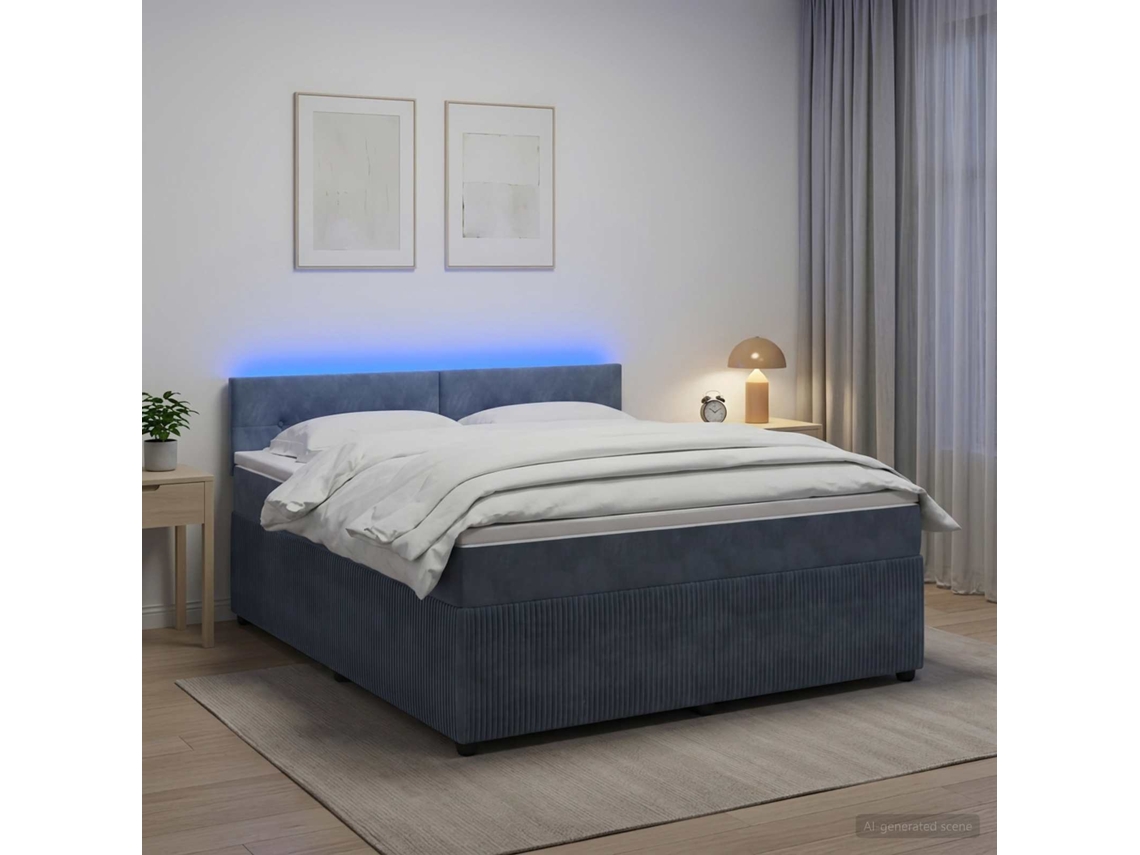 Vidaxl Cama Box Spring Com Colchão Cinzento-escuro 180 X 200 Cm Veludo