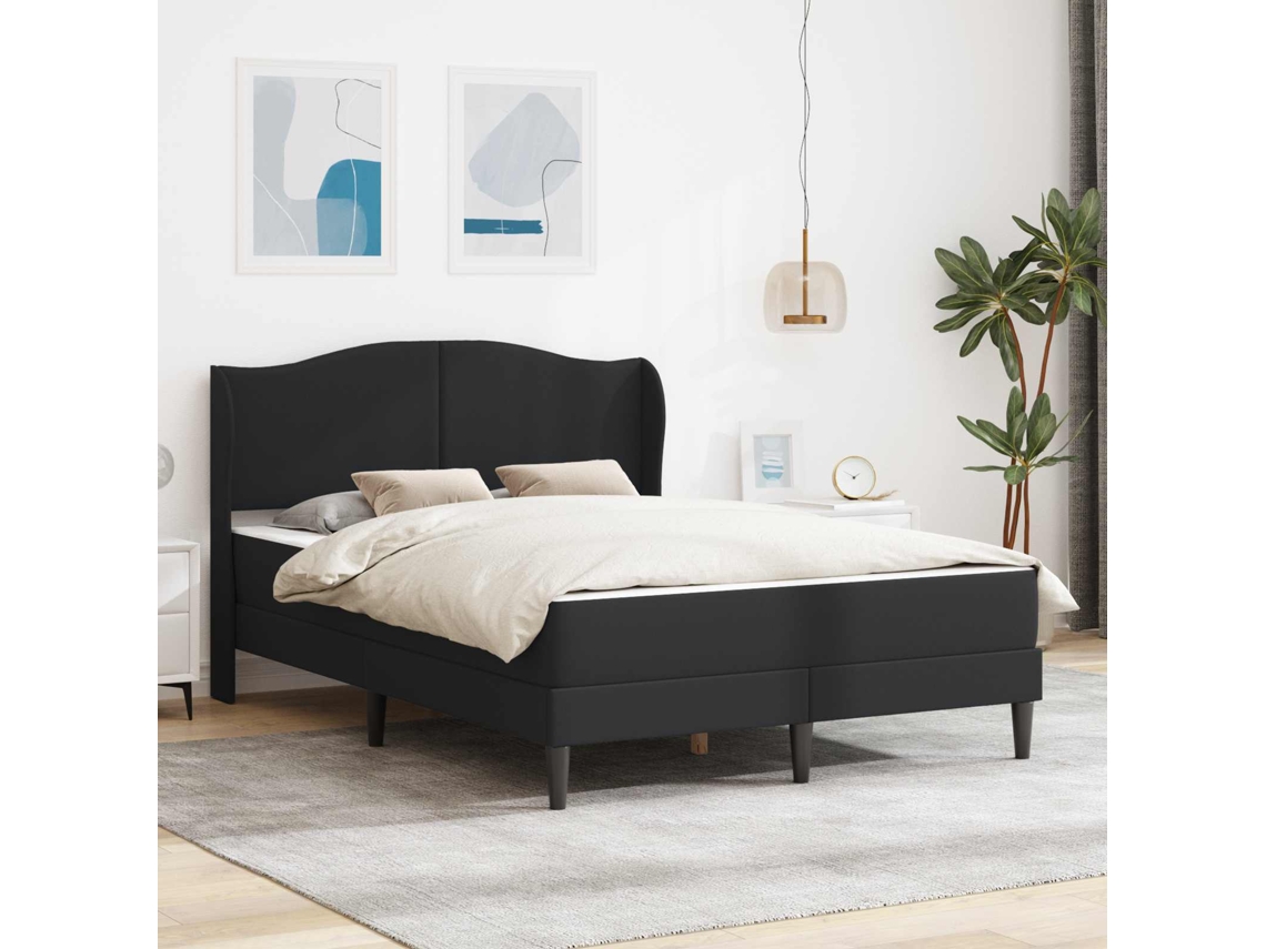 Vidaxl Estrutura Da Cama Preto 120 X 190 Cm Couro Sintético