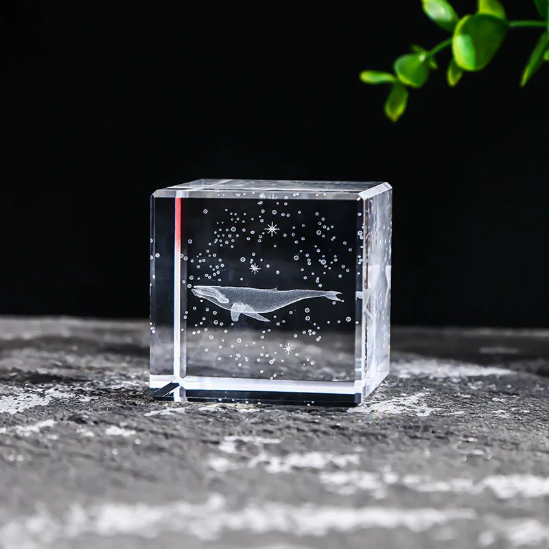 Cubo de Cristal Quadrado de 40mm para Joias, com Prisma de Vidro Gravado a Laser em 3d MDUG (estilo 17 40mm)