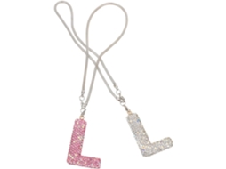 Pingente De Duas Letras Para Espelho Retrovisor Carro, Com Strass Brilhante.