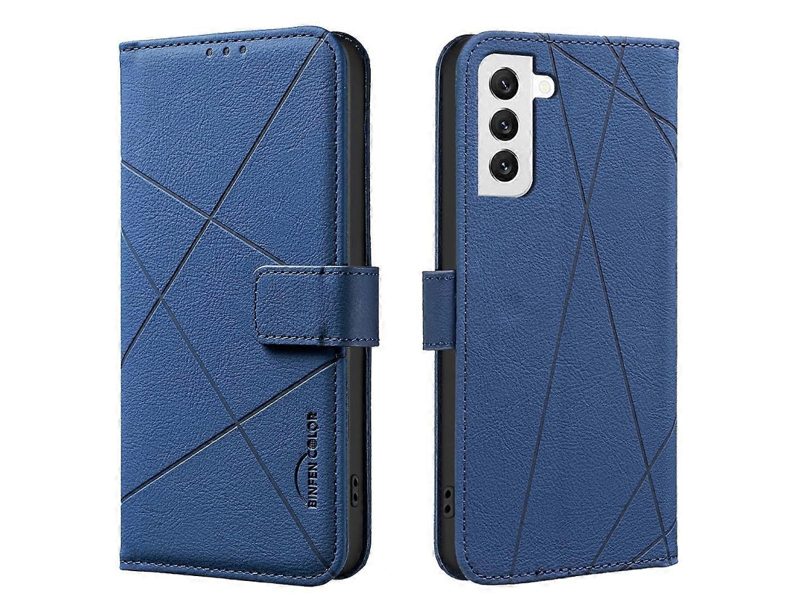 Capa De Couro Para Celular Com Padrão Geométrico Rfid