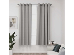 Vidaxl Cortinas Opacas Aspeto Linho C/ Ilhós 2 Pcs 140x175 Cm Cinzento
