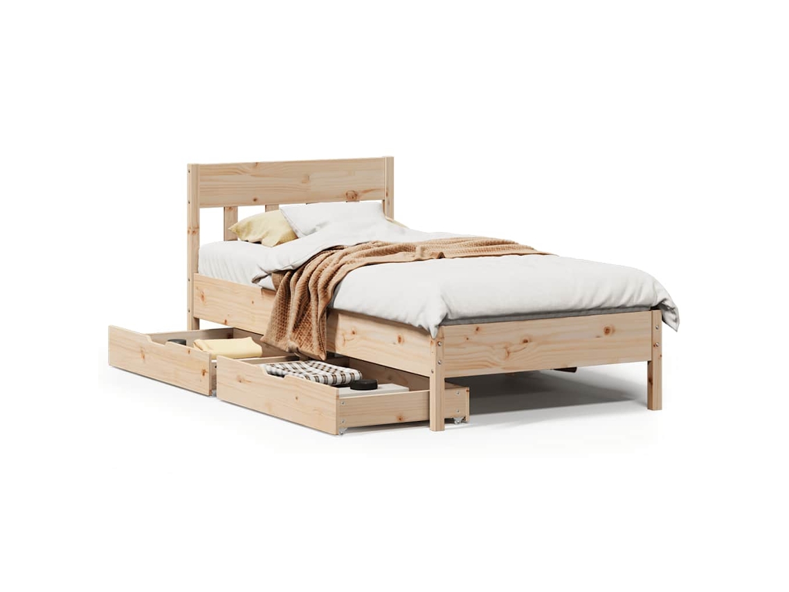 Bed Frame, Bed Frames Vidaxl Marrom Madeira De Pinho (75 X 190 Cm)