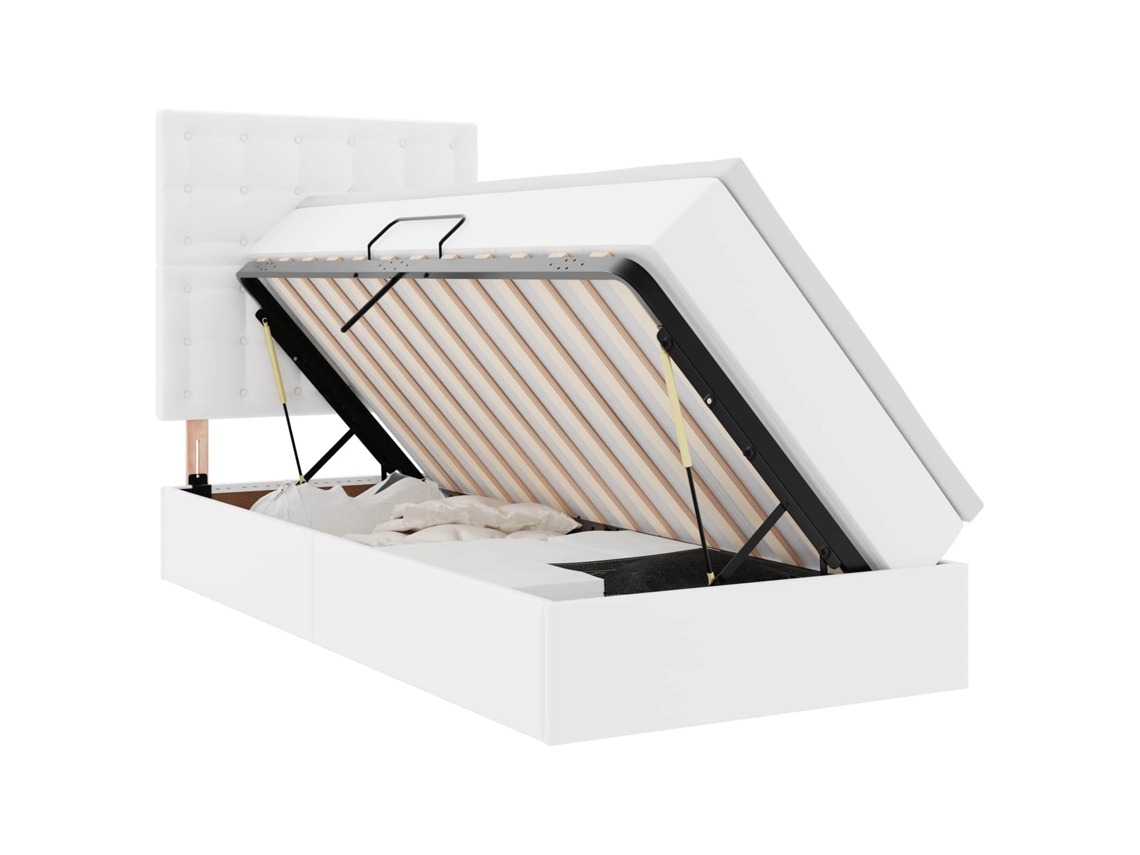 SYFAX™ Cama com Arrumação e Led com Colchão Branco Puro 90 X 190 Cm