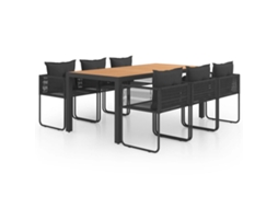 Maison Exclusive - 7 Pcs Conjunto De Jantar P/ Jardim Vime De Pvc Preto E Castanho