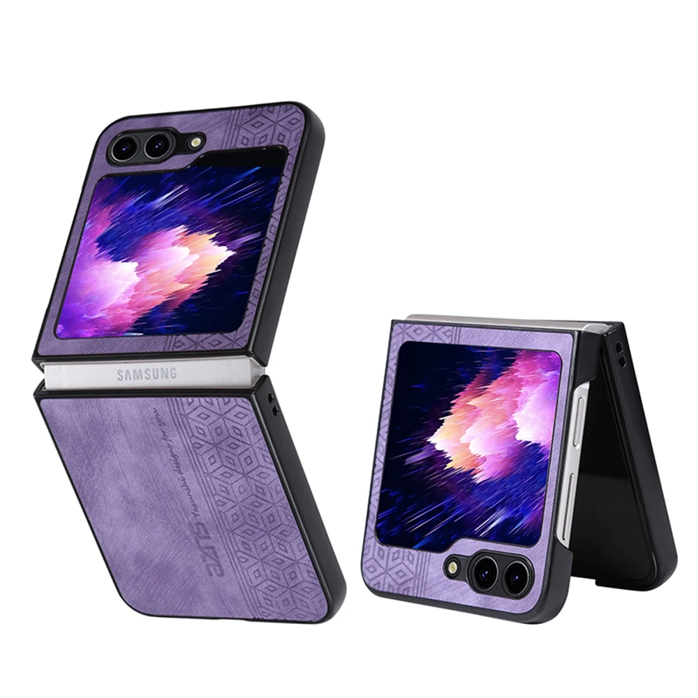 (roxo, Galaxy Z Flip7) Capa De Celular Luxuosa Com Textura De Couro Retrô, Capa Protetora Fosca À Prova De Poeira