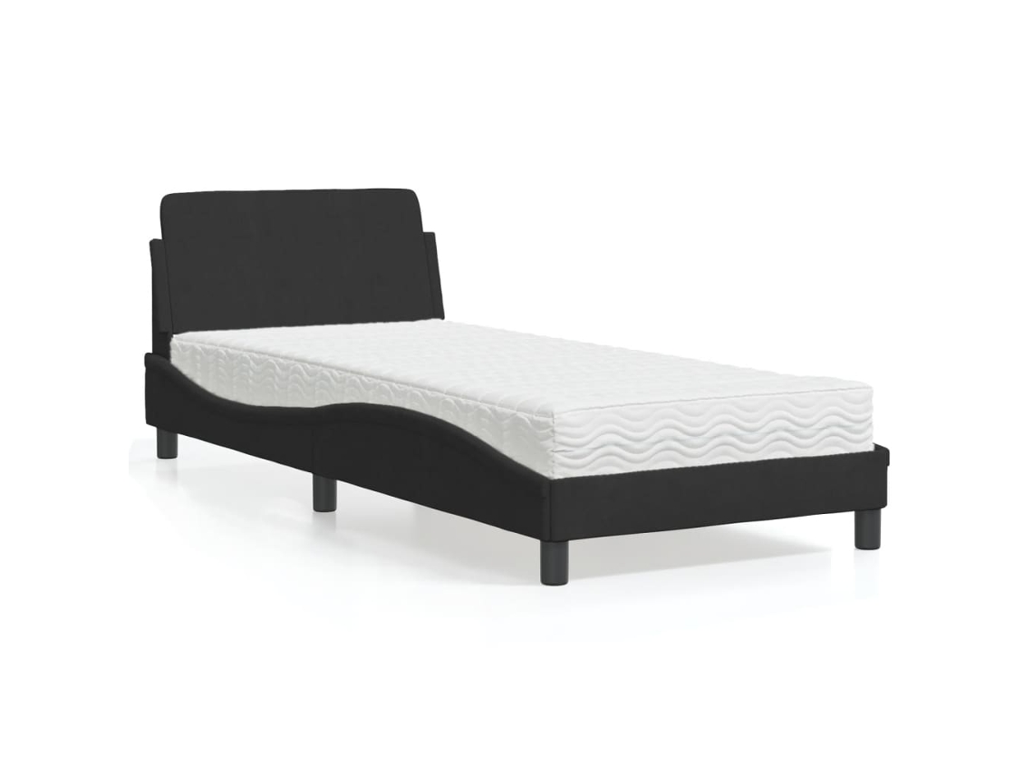 Vidaxl Cama Com Colchão Dover 90x190 Cm Veludo Preto