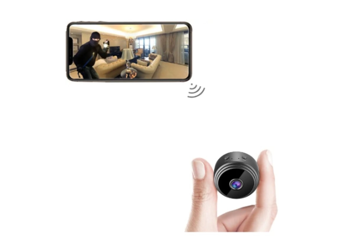 Câmeras Ocultas para Segurança Doméstica 1080p Hd Mini Câmera Espiã Wi fi Sem Fio com Visão Remota Detecção de Movimento Visão Noturna Preto USHION