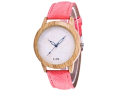 Relógio de Pulseira para Casais com Pulseira de Couro Design Simples Rosa