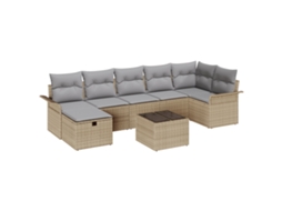 Conjunto 8 Conjunto De Sofás Para Exterior Vidaxl Bege Vime Pe (55 X 55 X 37 Cm)