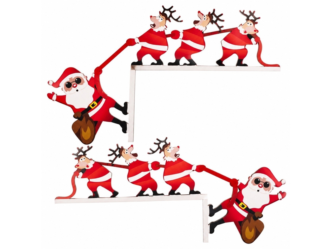 Decoração De Madeira Para Porta De Natal, Design De Papai Noel E Renas, 2 Peças, 8,86 X 6,1 Polegadas