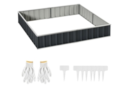 Canteiro Elevado De Aço Diy Para Jardim,com Placas Para Plantas Em T,luvas,canteiro De Ervas E Flores,escada Para Vasos,cinza Escuro 258x90x30cm