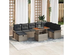 Vidaxl Conjunto De Sofá De Jardim 9 Pcs Cinzeto Vime Pe