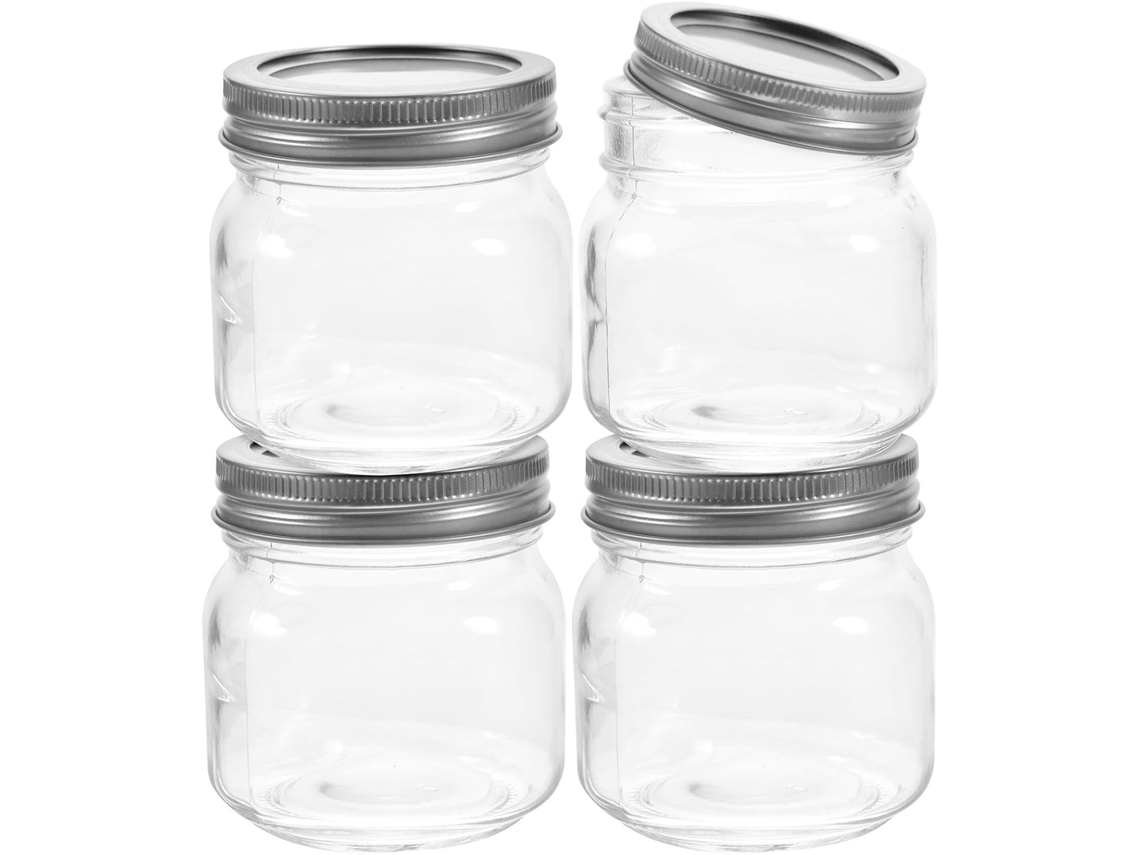 Conjunto De 4-potes Vidro Selados Com Tampas