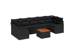 Conjunto 8 Móveis De Jardim Vidaxl Preto Vime Pe (55 X 55 X 37 Cm)