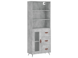 Armário Alto 69,5x34x180cm Madeira Cinza Cimento MAISON EXCLUSIVE